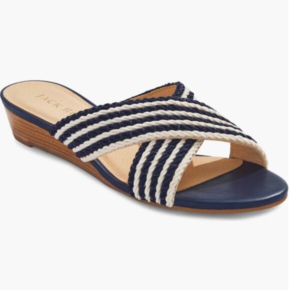 Jack Rogers Rope Dolphin Mini Wedge Slide Sandals Size 7.5 - Picture 1 of 11
